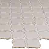 Bianco Arabesque 9.84 in. x 10.63 in. x 6mm Glossy Ceramic Mesh-Mounted Mosaic Tile (10.95 sq. ft. / case) - Super Arbor