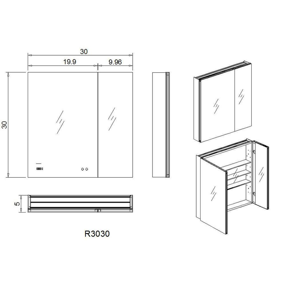 Royale 30 in W x 30 in. H Recessed or Surface Mount Medicine Cabinet with Bi-View Doors - Super Arbor