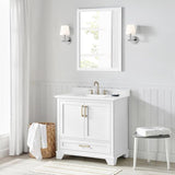 30-in Gray Single Sink Bathroom Vanity with White Engineered Stone Top (Mirror Included)