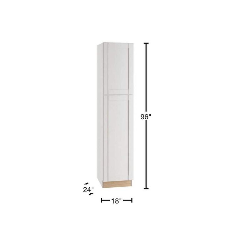 Home Decorators Collection Washington Vesper White Plywood Shaker Assembled Utility Pantry Kitchen Cabinet Soft Close 18 in W x 24 in D x 96 in H