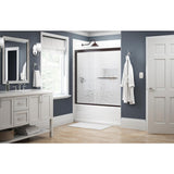 Simplicity 60 in. x 58-1/8 in. Semi-Frameless Traditional Sliding Bathtub Door in Bronze with Mozaic Glass - Super Arbor