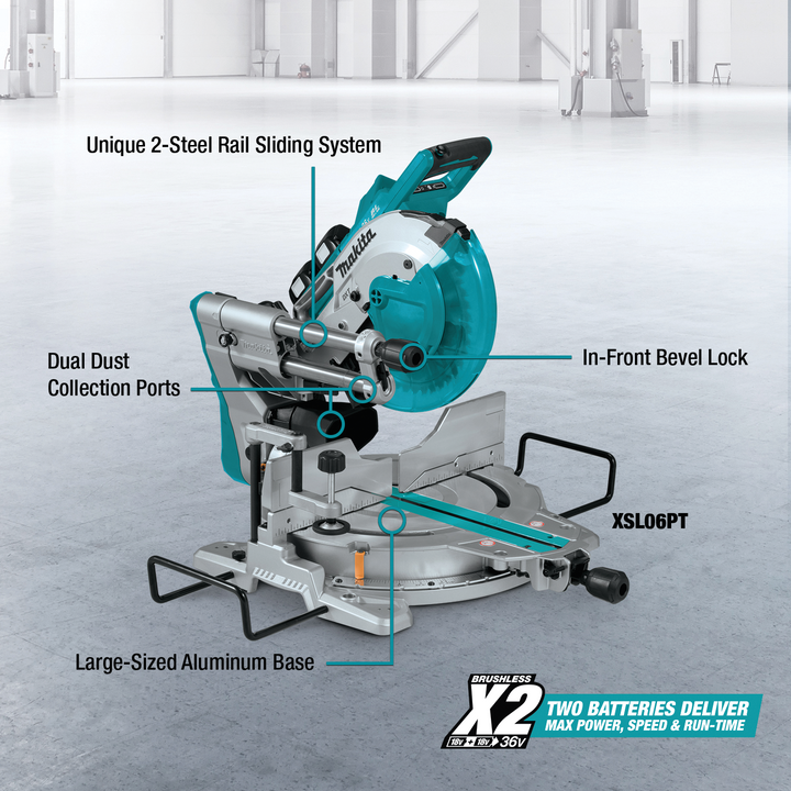Makita 18V X2 LXT Brushless Cordless 10 in. Dual-Bevel Sliding Compound Miter Saw Kit, 5.0Ah, with Bonus Router