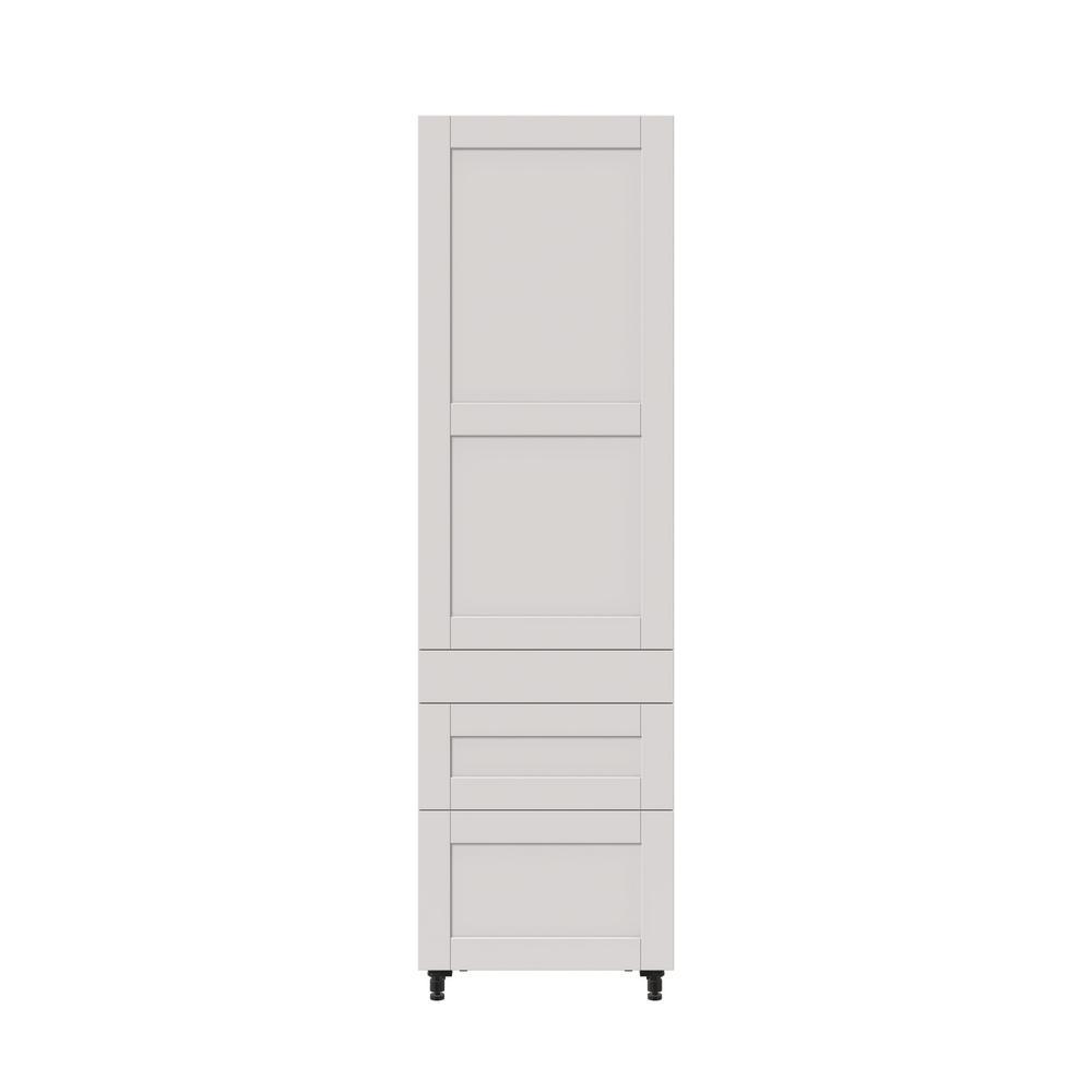 Shaker Assembled 24 in. x 84.5 in. x 24 in. Pantry Cabinet w/ 2-Inner Drawers & Three Pull Out Drawers in Vanilla White - Super Arbor