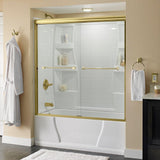 Crestfield 60 in. x 58-1/8 in. Semi-Frameless Traditional Sliding Bathtub Door in Bronze with Transition Glass - Super Arbor