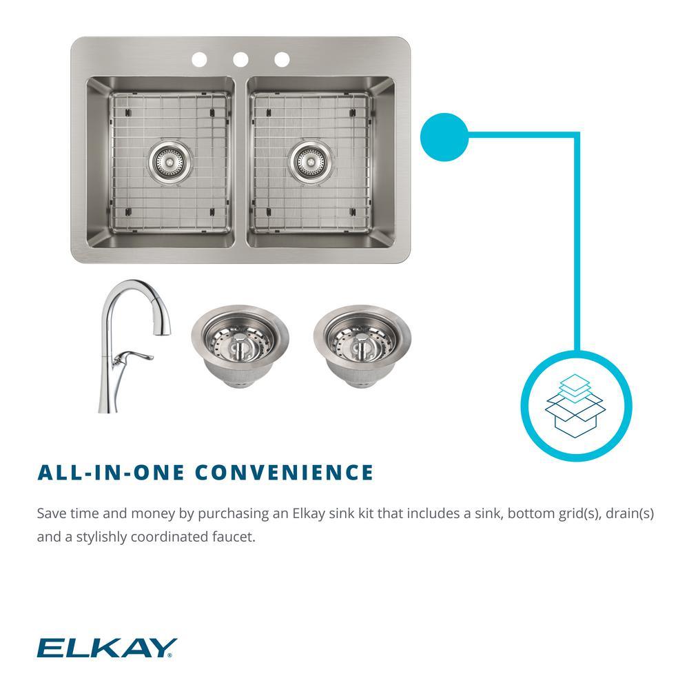 Avenue Drop-in/Undermount Stainless Steel 33 in. 50/50 Double Bowl Kitchen Sink with Bottom Grid - Super Arbor