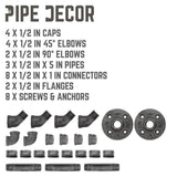 1/2 in. x 2.375 ft. L Black Steel Pipe 4 Hook Coat Rack Kit