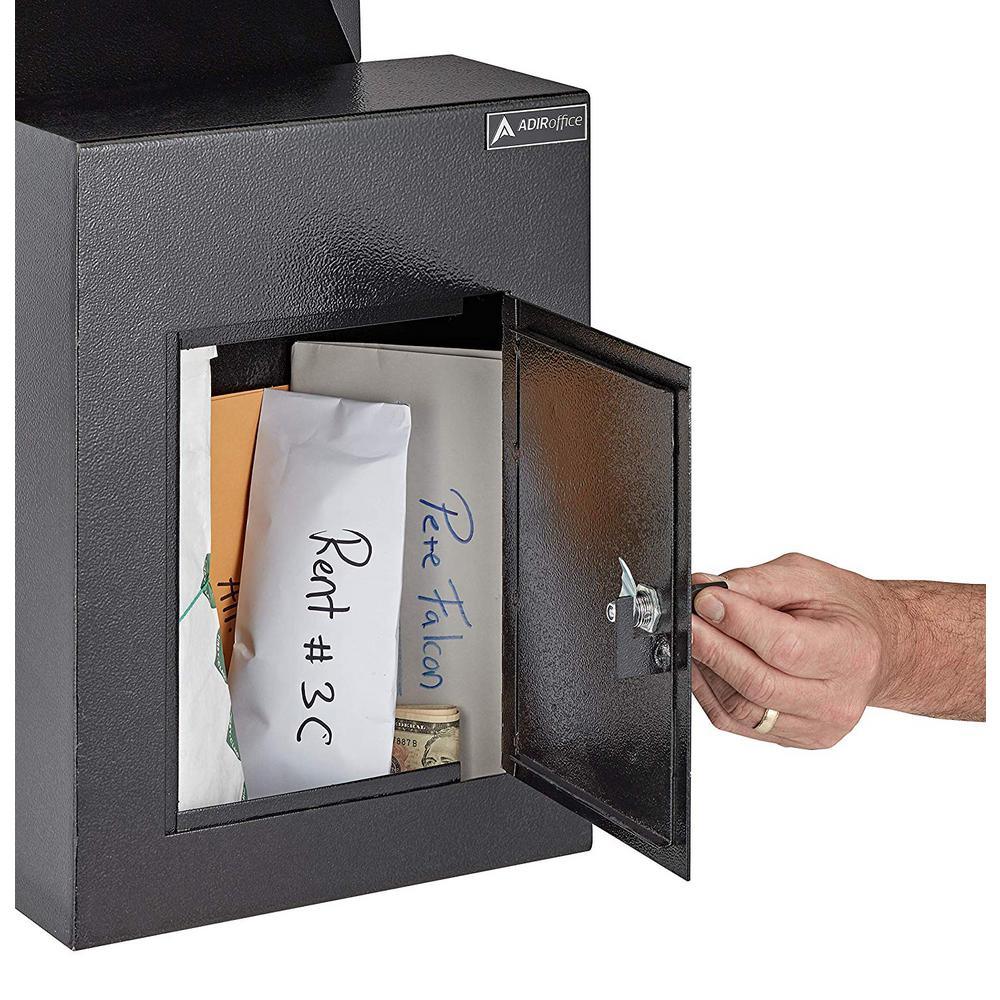 Black Steel Through the Wall Drop Box with Adjustable Chute Mail Receptacle - Super Arbor