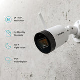 Guard Bullet Outdoor 2K(4MP) IP Wireless Security Surveillance Camera With No Monthly Fees and Wide Angle Lens - Super Arbor