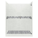 Del Mar Grand Hinged 36 in. x 54 in. x 80 in. Center Drain Alcove Shower Kit in Natural Buff and Satin Nickel Hardware - Super Arbor