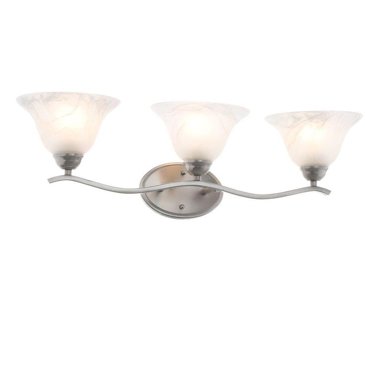 Andenne 3-Light Brushed Nickel Vanity Light with Bell Shaped Marbleized Glass Shades
