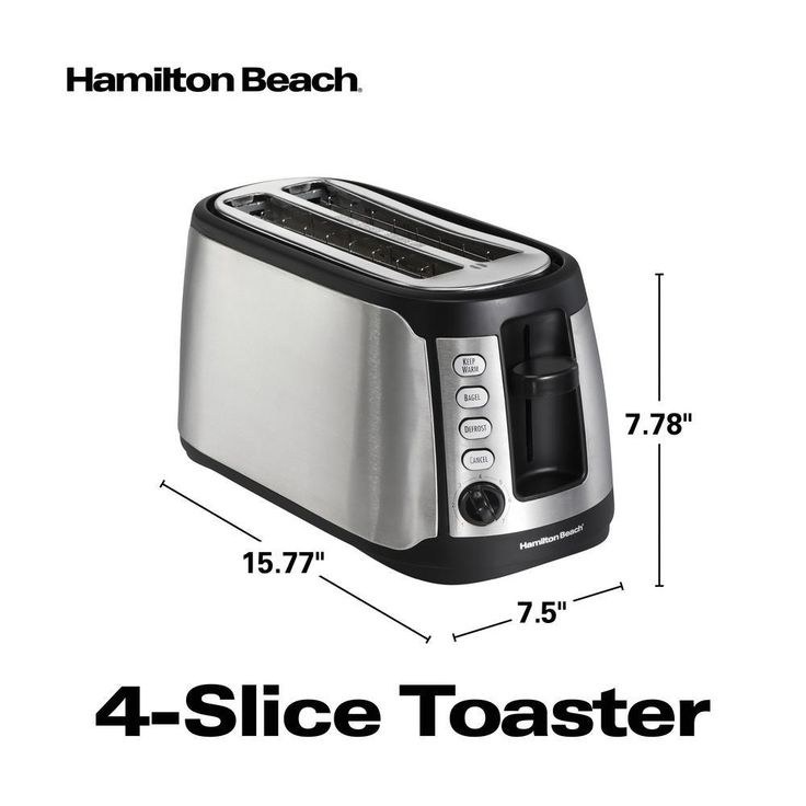 4-Slice Black Long Slot Toaster