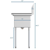 Freestanding Stainless Steel 60 in. 2-Hole Triple Bowl Commercial Kitchen Sink