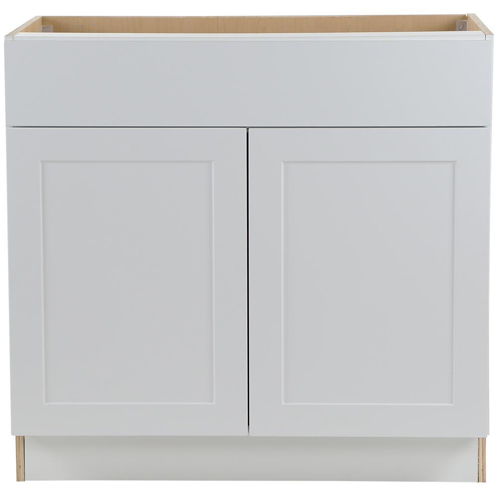 Cambridge Shaker Assembled 30x34.5x24.5 in. Plywood Base Cabinet w/ 1 Soft Close Drawer & 2 Soft Close Doors in White - Super Arbor