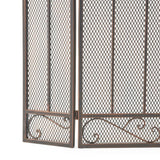 Cheswold Contemporary Black and Copper Three Panel Iron Fire Screen - Super Arbor
