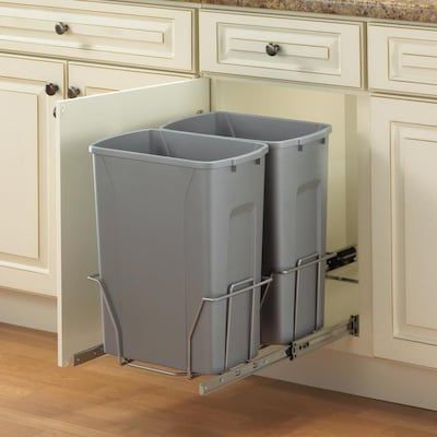 Knape & Vogt 35-Quart Plastic Pull Out Trash Can