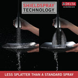 DeLuca Single-Handle Pull-Down Sprayer Kitchen Faucet with ShieldSpray Technology and Soap Dispenser in Stainless - Super Arbor