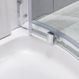 Maia 34 in. x 79.50 in. Corner Drain Corner Shower Kit in Clear and Chrome - Super Arbor
