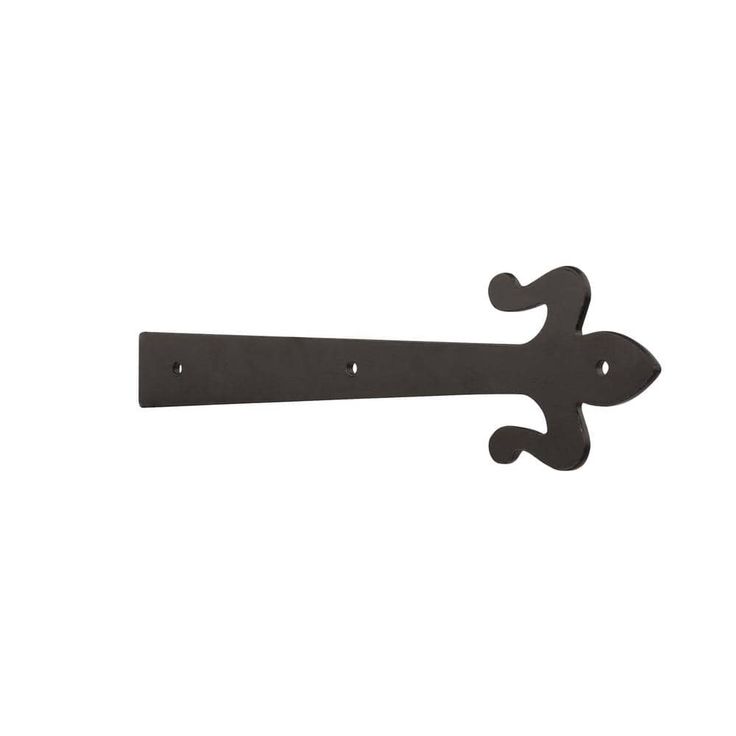 Everbilt 10 in. Black Decorative Fleur-De-Lis Strap Hinge (2-Pack)
