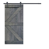 K Series 30 in. x 84 in. Gray Knotty Pine Wood Interior Sliding Barn Door with Hardware Kit - Super Arbor