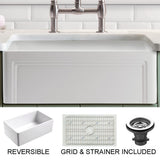 Olde London Farmhouse Fireclay 30 in. Single Bowl Kitchen Sink with Grid with Grid and Strainer