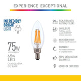 Cree 75-Watt Equivalent B11 Candelabra High Brightness Exceptional Light Dimmable E12 LED Light Bulb Daylight (2-Pack)
