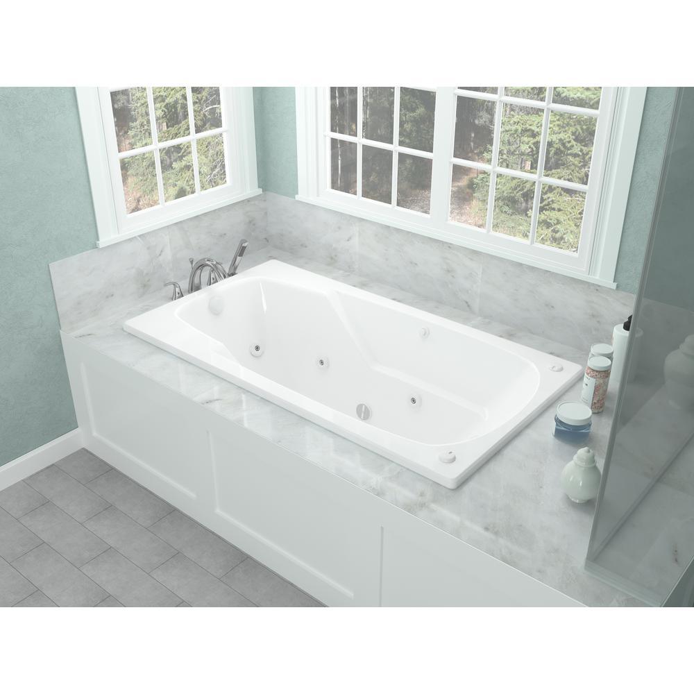 Coral 6 ft. Rectangular Drop-in Whirlpool Bathtub in White - Super Arbor