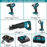 18-Volt 4-Piece 5.0Ah LXT Lithium-Ion Brushless Cordless Combo Kit Hammer Drill/ Impact Driver/ Recipro Saw/ Flashlight - Super Arbor