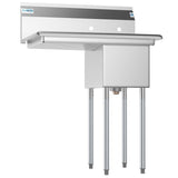 Freestanding Stainless Steel 31 in. 2-Hole Single Bowl Commercial Kitchen Sink