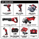Milwaukee M18 18V Lithium-Ion Cordless Combo Tool Kit, 6-Tool w/ Wet/Dry Vacuum & 5 in. Random Orbit Sander