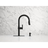 Rune Single-Handle Pull-Down Sprayer Kitchen Faucet in Matte Black - Super Arbor