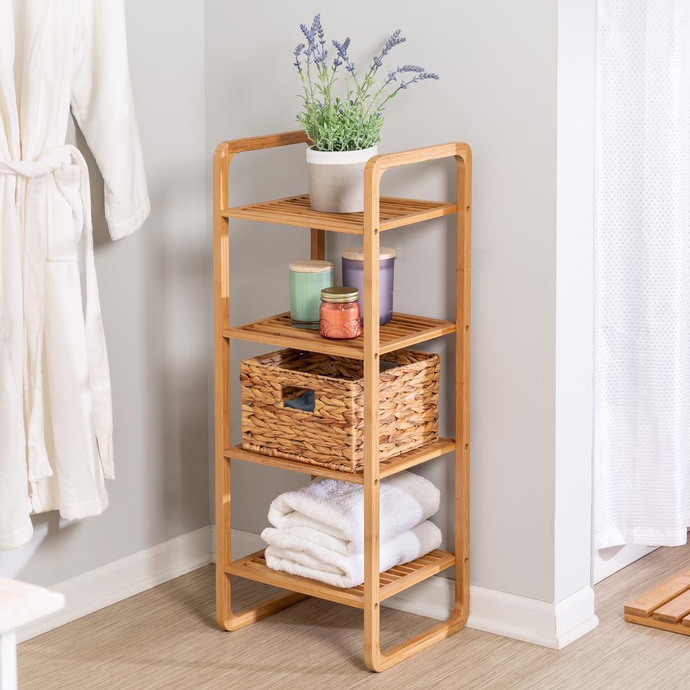Bamboo 4-Tier Wood Shelving Unit (15 in. W x 36 in. H x 12 in. D) - Super Arbor