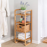 Bamboo 4-Tier Wood Shelving Unit (15 in. W x 36 in. H x 12 in. D) - Super Arbor