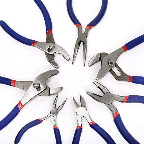 WORKPRO 7-piece Pliers Set (8-inch Groove Joint Pliers, 6-inch Long Nose, 6-inch Slip Joint, 4-1/2 Inch Long Nose, 6-inch Diagonal, 7-inch Linesman, 8-inch Slip Joint) for DIY & Home Use - Free Delivery