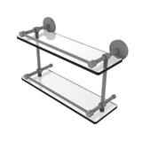 16 in. L x 8 in. H x 5 in. W 2-Tier Clear Glass Bathroom Shelf with Gallery Rail in Brushed Bronze - Super Arbor