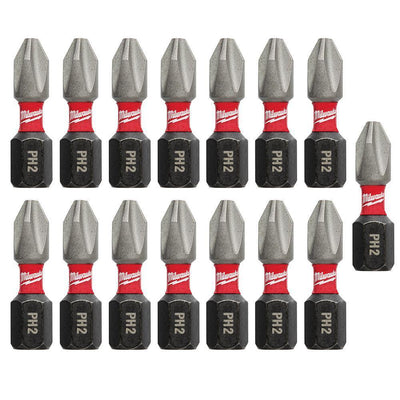 #2 Philips Shockwave 1 in. Impact Duty Steel Insert Bits (15-Pack)