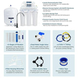 Alkaline Remineralization 6-Stage Under-Sink Reverse Osmosis Water Filtration System with 80 GPD Membrane