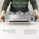 1.5 Qt. Silver Stainless Steel Electric Buffet Server Tray Warming Pans with Adjustable Temperature Control