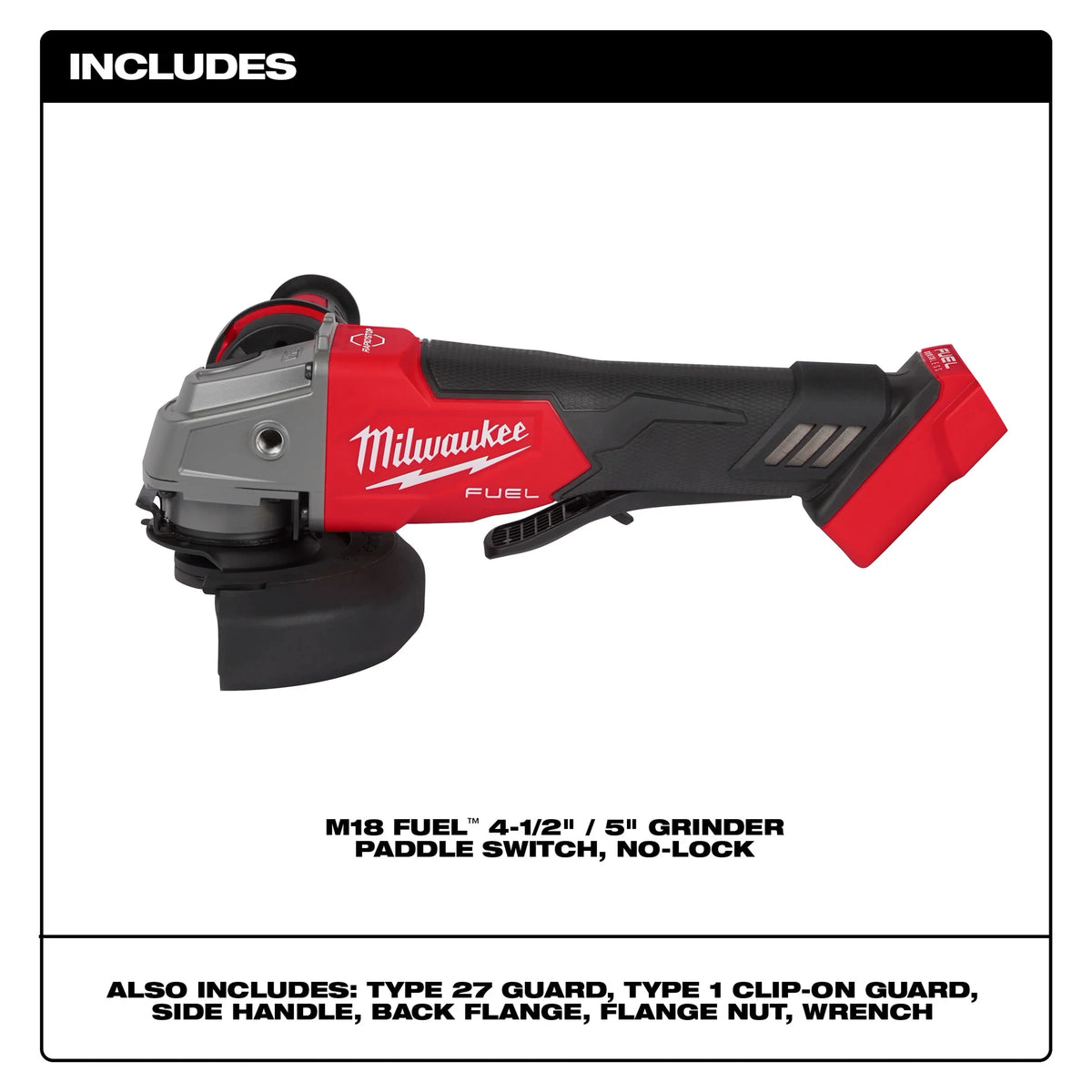 Milwaukee M18 FUEL 18V Brushless Cordless 4-1/2 in./5 in. Angle Grinder Paddle Switch Kit with (2) 5.0Ah Batteries