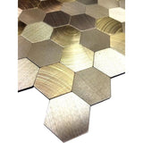 Enchanted Metals Gold Hexagon Mosaic 12 in. x 12 in. Brushed Peel & Stick Wall Tile (0.9 sq. ft.)