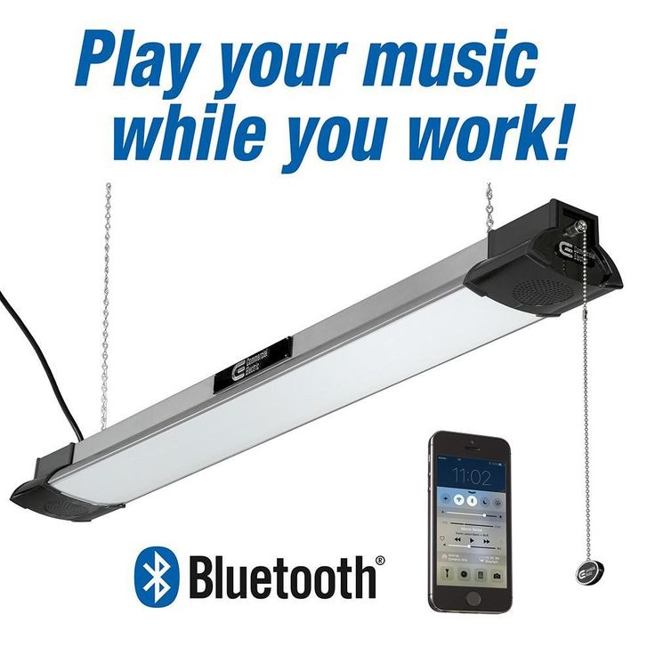 40 in. 64-Watt Equivalent Integrated LED Black Brushed Nickel Shop Light with Bluetooth Speakers 3500 Lumens 4000K