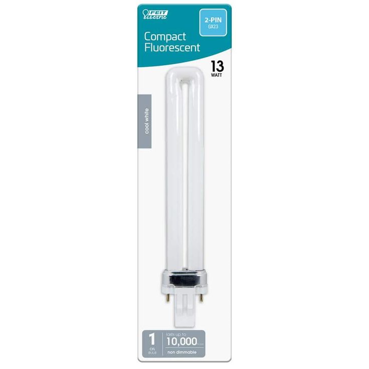 13-Watt Equivalent PL CFLNI Twin Tube 2-Pin GX23 Base Compact Fluorescent CFL Light Bulb, Cool White 4100K (1-Bulb)
