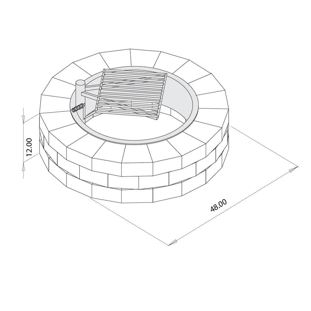Grand 48 in. Fire Pit Kit in Desert with Cooking Grate - Super Arbor