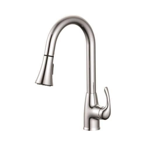 EZ-FLO Sterling Chrome 1-Handle Deck-Mount Pull-Down Handle Kitchen Faucet (Deck Plate Included)