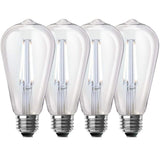 Feit Electric 60-Watt Equivalent ST19 Dimmable LED Clear Glass Vintage Edison Light Bulb With Straight Filament Daylight (4-Pack)