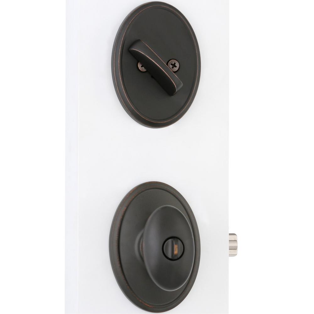 Wakefield Aged Bronze Single Cylinder Deadbolt with Siena Entry Door Knob Combo Pack - Super Arbor