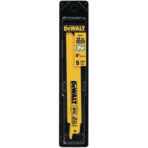 DEWALT 5-Pack 6-in 18-TPI Metal Cutting Reciprocating Saw Blade