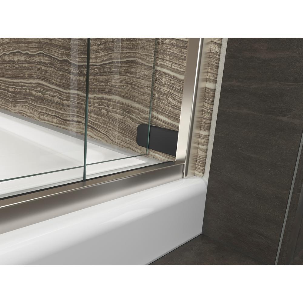 Levity 59 in. x 62 in. Semi-Frameless Sliding Tub Door in Nickel with Handle - Super Arbor