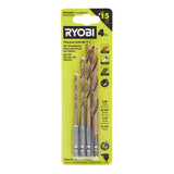 RYOBI SpeedLoad+ Titanium Hex Shank Pilot Drill Bit Set (4-Piece)