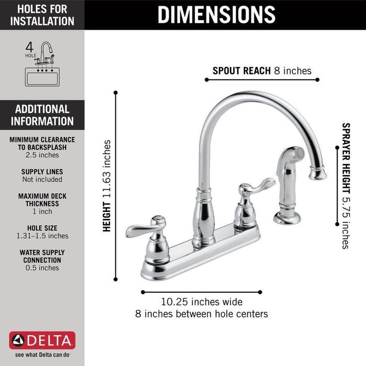 Delta Windemere Chrome 2-Handle Deck-Mount High-Arc Handle Kitchen Faucet (Deck Plate Included)