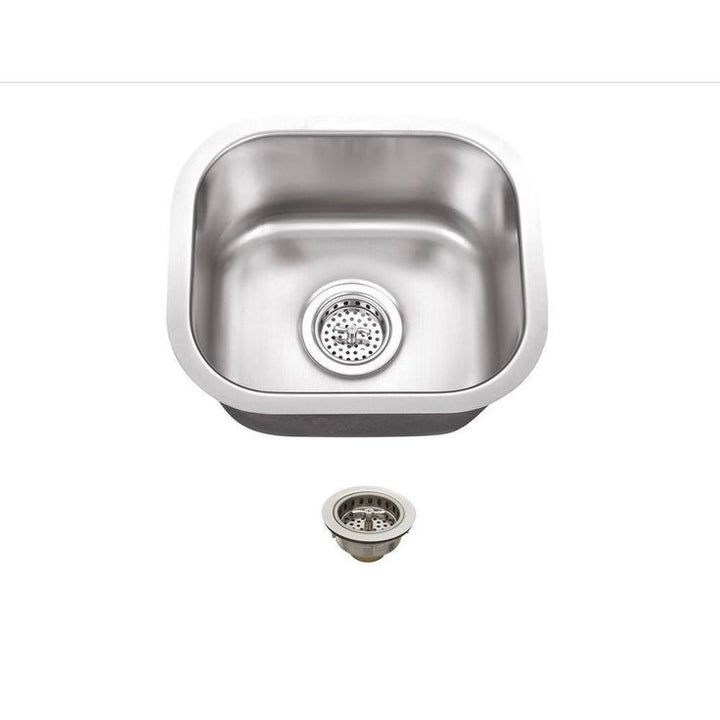 Undermount 18-Gauge Stainless Steel 15 in. 0-Hole Single Bowl Bar Sink with Drain Assembly
